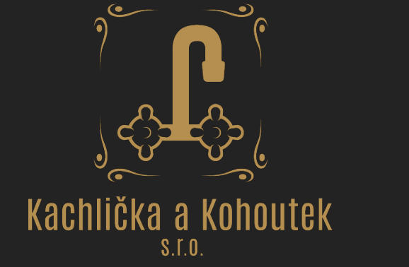Zvolená varianta B: původní mosazné logo Kachlička a Kohoutek s ornamentem na tmavém pozadí